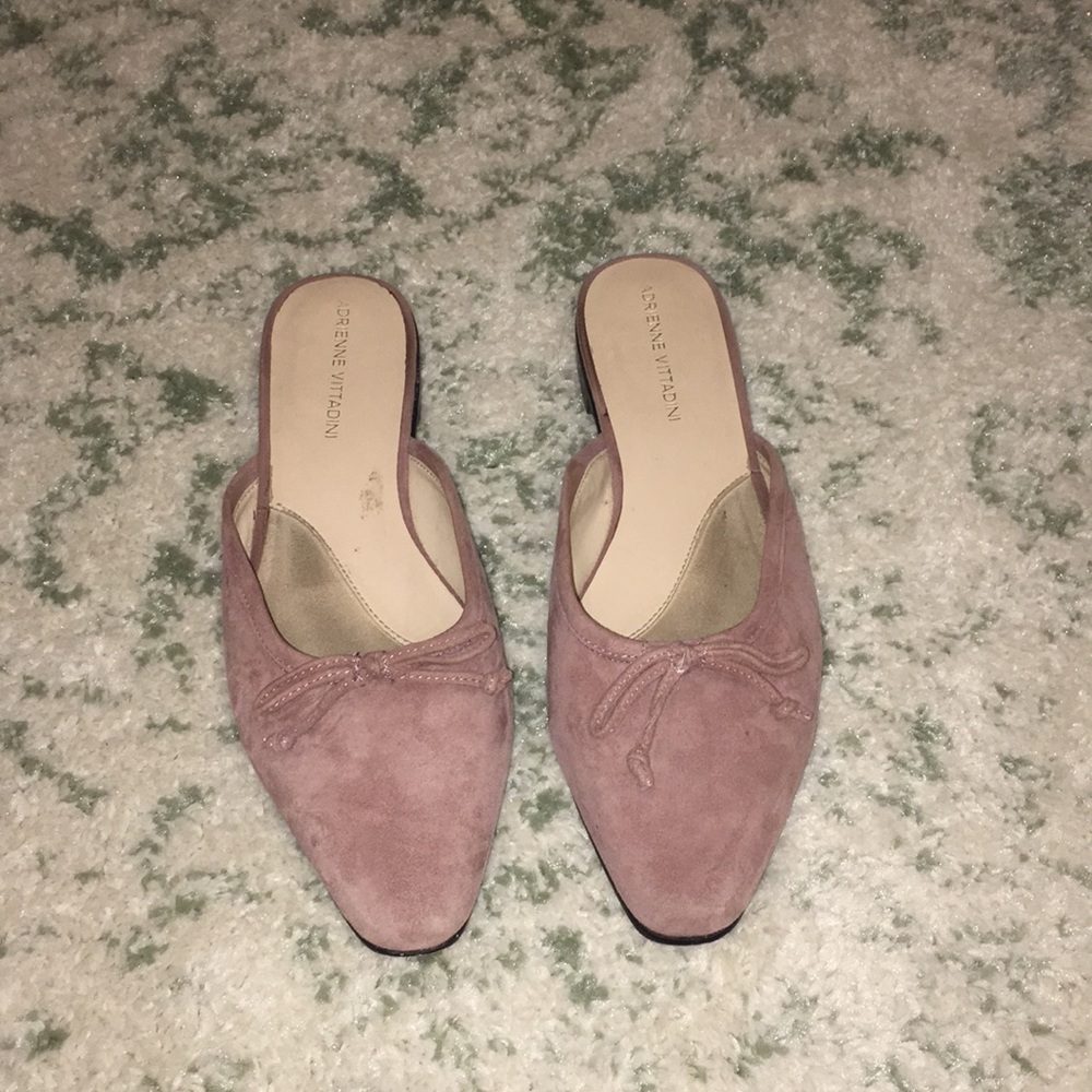 Adrienne Vittadini Mauve Dusty Pink Bow Mules